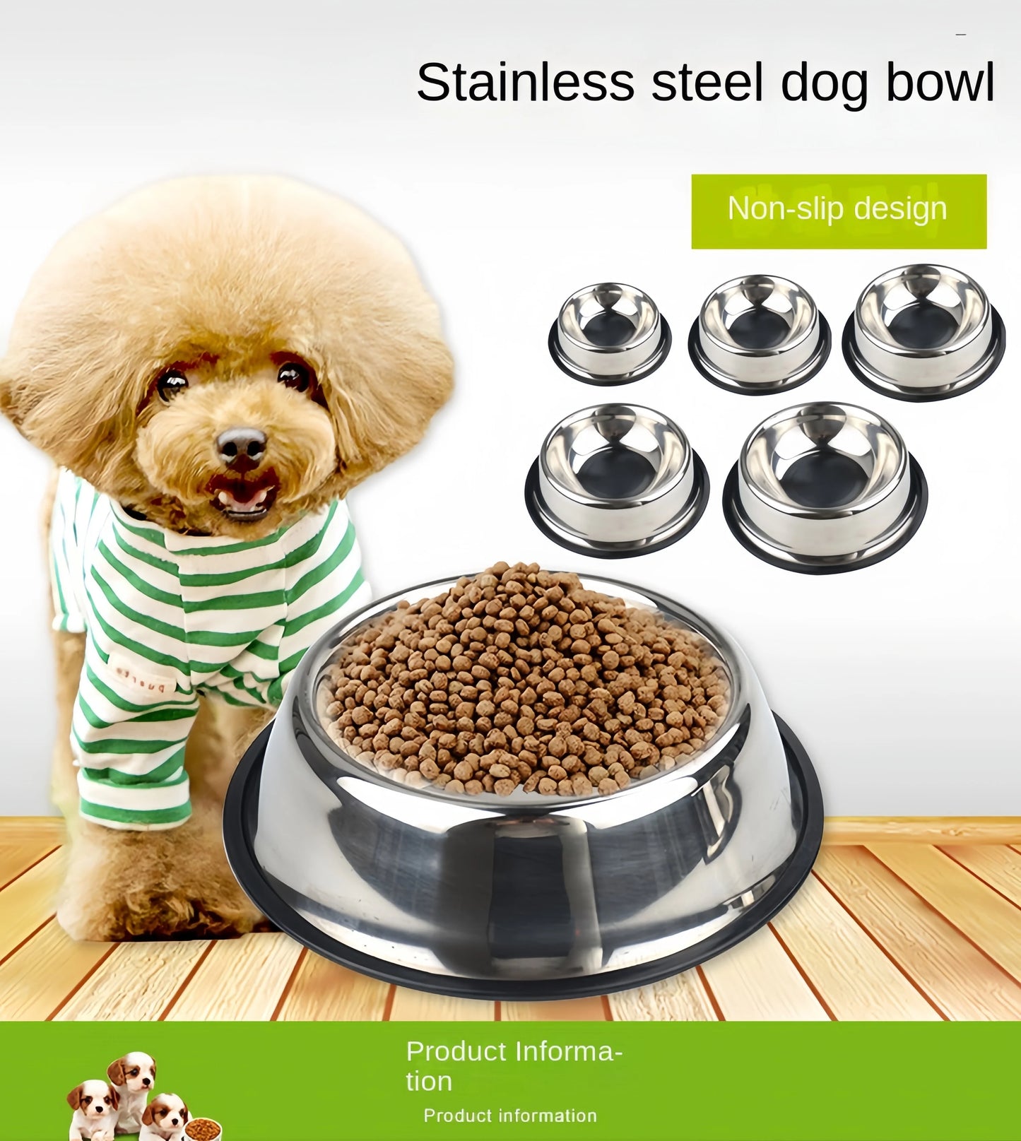 Pet Dog Cat Stainless Steel Bowl Pet Feeding Bowl Cat and Dog Drinking Bowl Metal Feeder Bowl Durable Easy To Clean 6 Sizes - NJPH Best Selling 