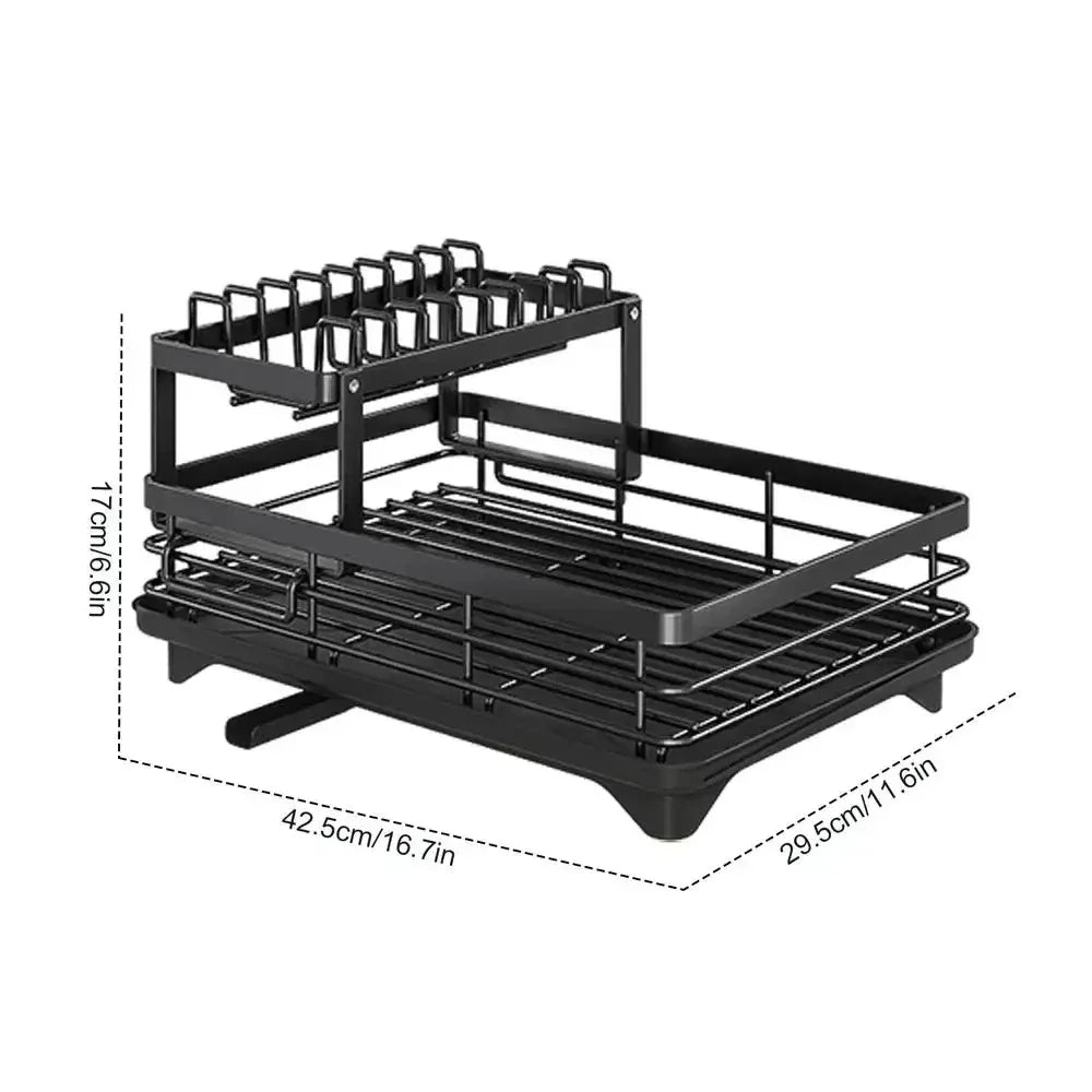 Dish Drying Rack Kitchen Adjustable Stainless Steel 2 Tier Plates Organizer Dish Bowl Drainer Storage Rack Kitchen Utensils - NJPH Best Selling 