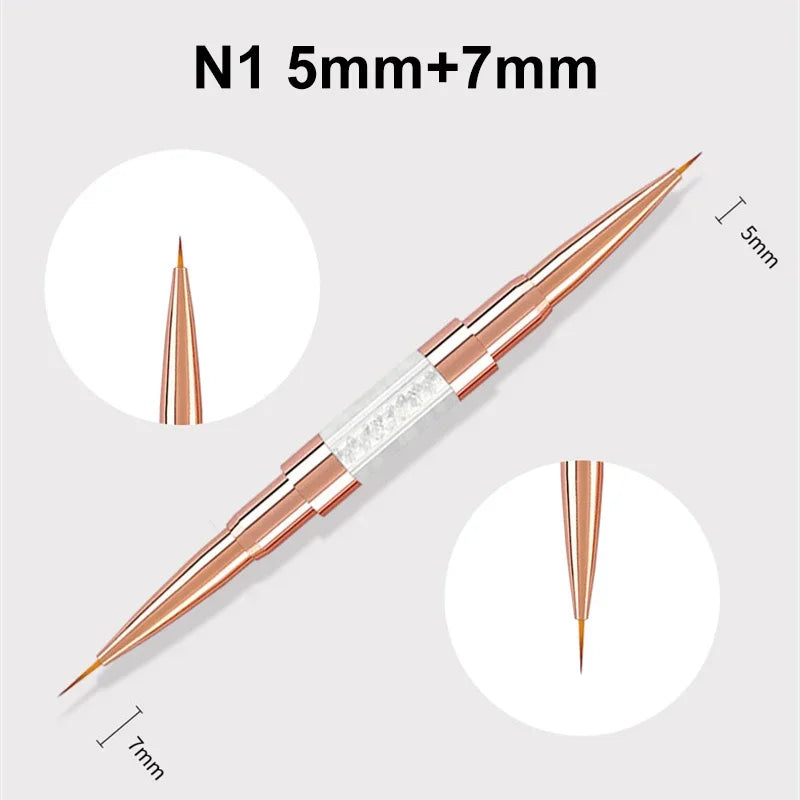 Nail Art Liner Brushes Double Head Leopard Print Acrylic French Stripe Drawing Painting Pen Gel Polish Nail Art Manicure Tools - NJPH Best Selling 