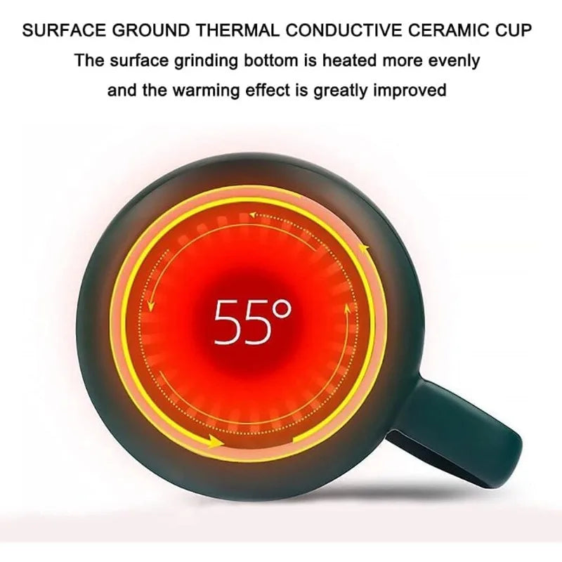 55℃ / 131 F  Constant Temperature Cup Creative Heating Coffee Mug Warmer Smart Vacuum Cup Explosion Proof Heater Gift Set for Home Office