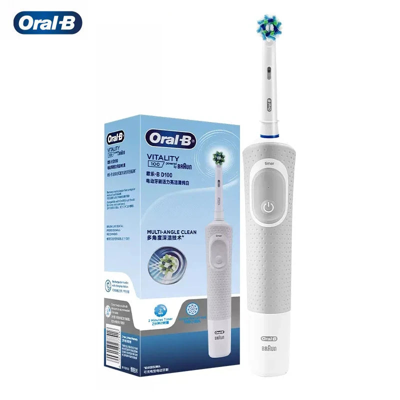 Oral B D100 Electric Toothbrush 2D Vitality Cleaning Teeth Brush Waterproof Electronic Teeth Brush Inductive Charger With Timer - NJPH Best Selling 