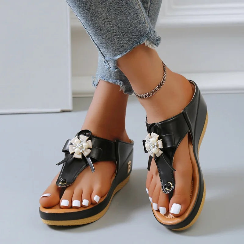 Summer Sandals Women 2024 Big Size Platform Wedges Sandals Slippers Non-Slip Open Toe Flip Flops Ladies Comfortable Beach Shoes - NJPH Best Selling 