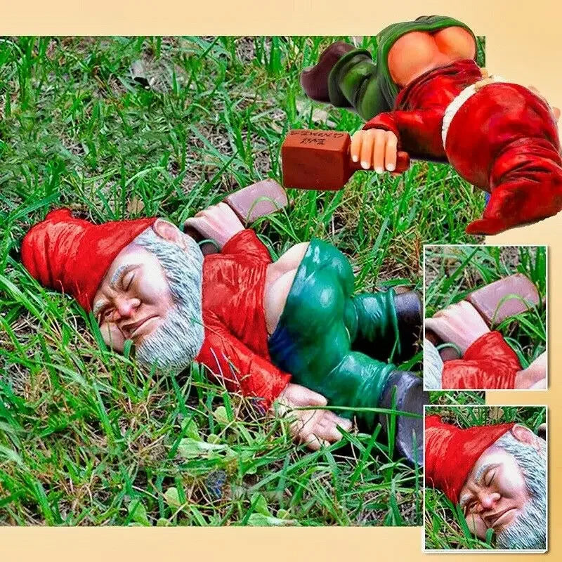 Creative Drunk Garden Gnome Patio Ornament Funny Rude Drunken Disorderly Statue Figurine Elves Pixie Bonsai Decoration - NJPH Best Selling 