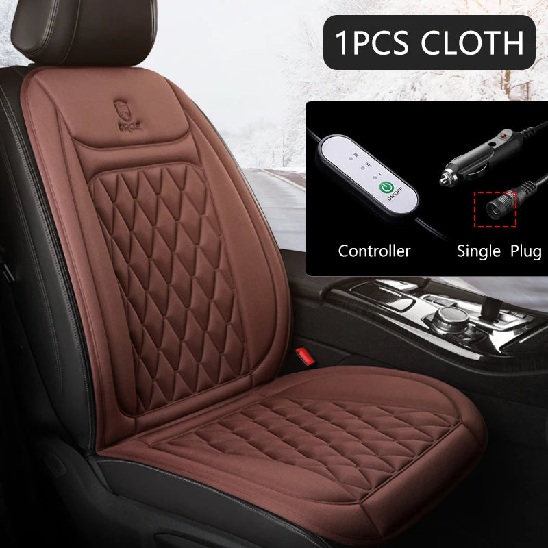 12V Heated Car Seat Cushion Cloth/Flannel Car Seat Heater Winter Warmer Seat Heating Car Accessories Heating Pads Set Universal - NJPH Best Selling 