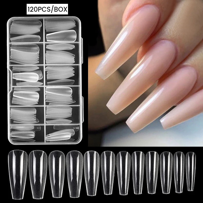 Nail Art Press on False Nails Fake Nails Coffin Gel Nails Extension System Full Cover Short Nail Soft Gel Tips Accessories Tool - NJPH Best Selling 