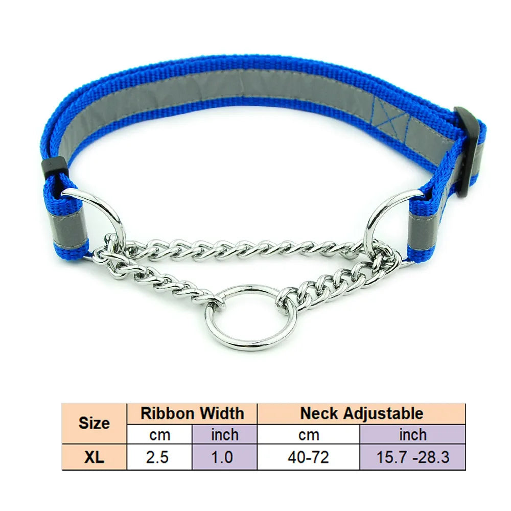 Adjustable Collar for Large Dogs Nylon Pet Dog Slip Pinch Collar Dog Training Accessories Dog Collar with Welded Link Chain - NJPH Best Selling 