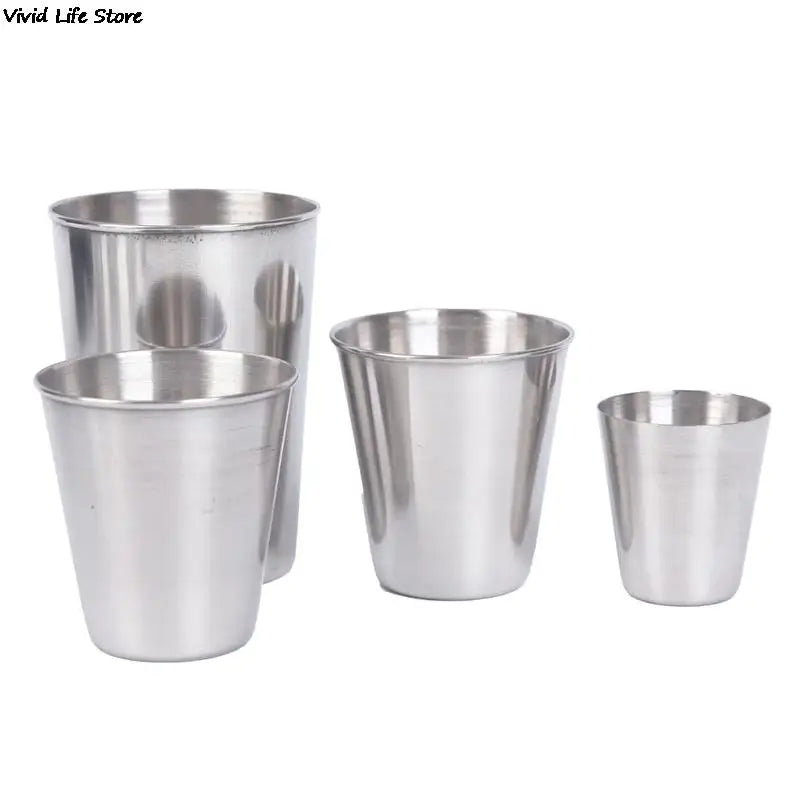 Outdoor Camping Cup Tableware 30ml/70ml/170ml Travel Cups Set Stainless Steel Cover Mug Drinking Coffee Tea Beer With Case