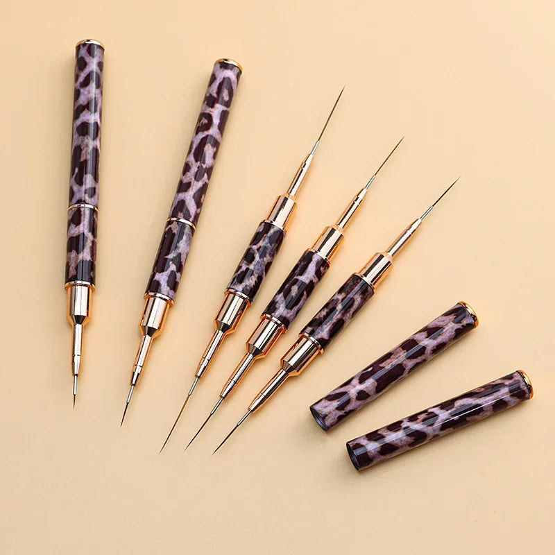 Nail Art Liner Brushes Double Head Leopard Print Acrylic French Stripe Drawing Painting Pen Gel Polish Nail Art Manicure Tools - NJPH Best Selling 