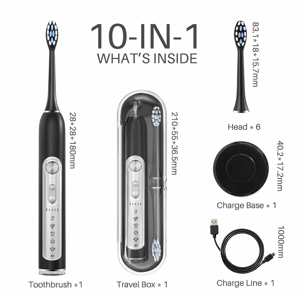 SUBORT Super Sonic Electric Toothbrushes for Adults Kid Smart Timer Whitening Toothbrush IPX7 Waterproof Replaceable Heads Set - NJPH Best Selling 