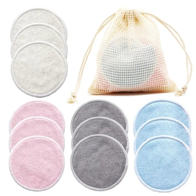 12PC Reusable Cotton Pads Makeup Remover Pads Washable Round Bamboo Make Up Pads Cloth Nursing Pads Skin Care Tool Skin Cleaning - NJPH Best Selling 