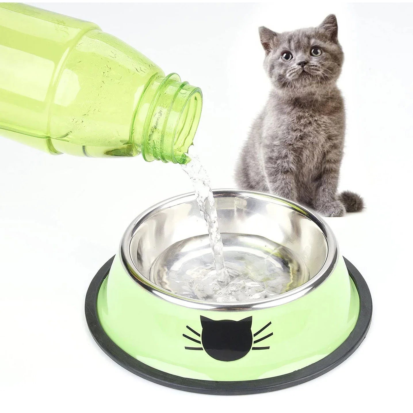 Cat Food Bowl Stainless Steel Kitten Cat Feeder Water Bowl With Non-Slip Rubber Base Small Pet Bowl Cat Accessories Pet Supplies - NJPH Best Selling 