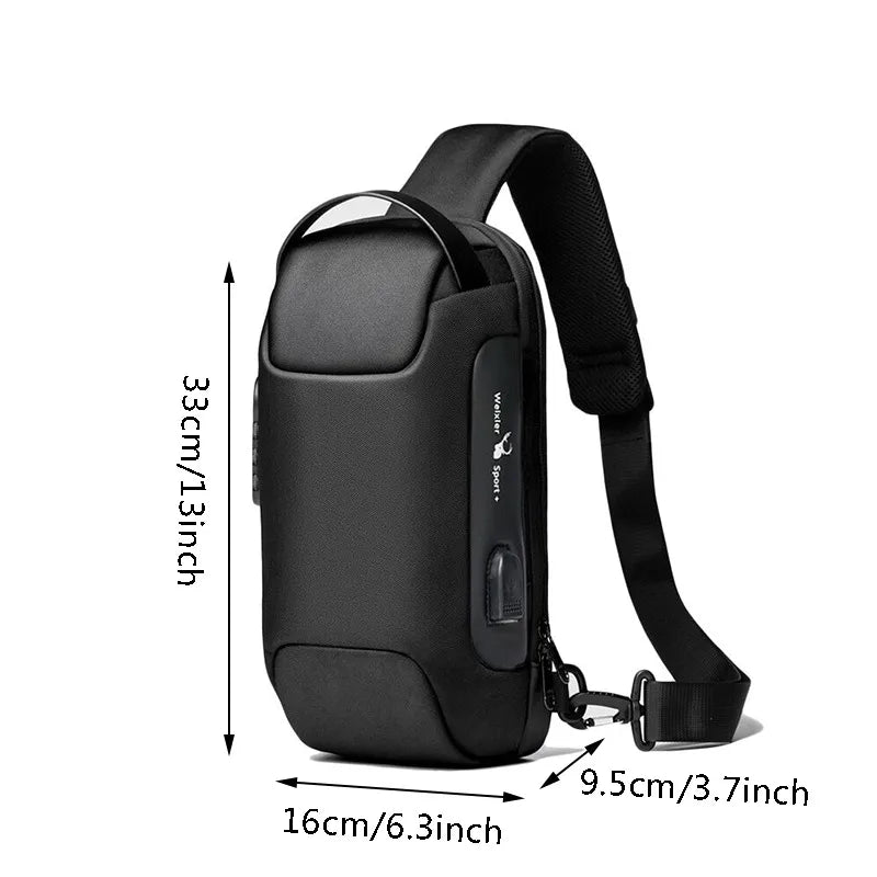 Men'S Usb Crossbody Bag Anti-Theft Shoulder Bags Waterproof Oxford Waist Bag Multifunction Short Travel Messenger Chest Pack - NJPH Best Selling 