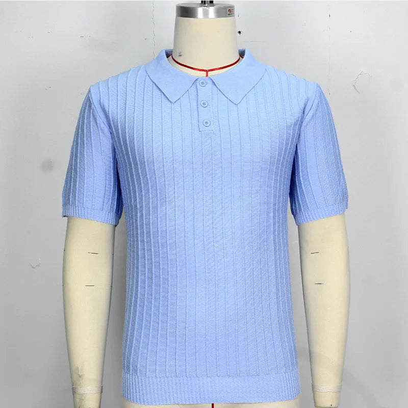 2024 New Summer Candy Color Knit Polo Shirt for Men Breathable and Cool Brand Quality Mens Summer Short Sleeve T Shirts MY1064 - NJPH Best Selling 