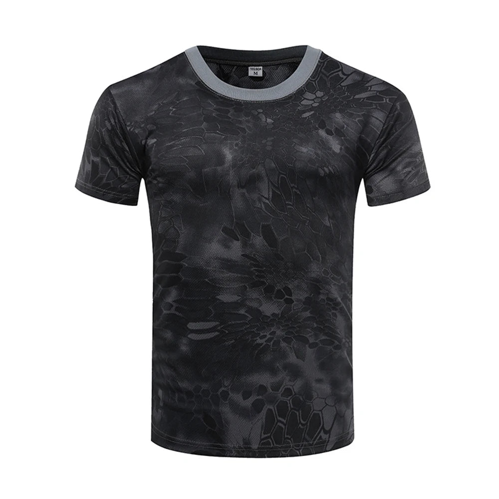 Camouflage Tactical Shirt Short Sleeve Men's Breathable Quick Dry Combat T-Shirt Outdoor T Shirt Camo Hiking Hunting Shirts - NJPH Best Selling 