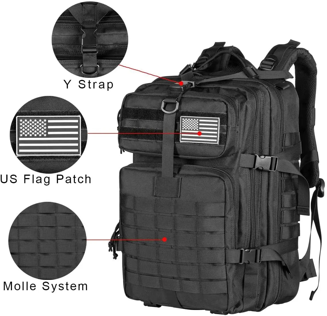 QT&QY 50L Man Tactical Backpacks Military Traveling Bags Army Outdoor 3P Assault Pack EDC Molle Pack For Trekking Hunting Bag - NJPH Best Selling 