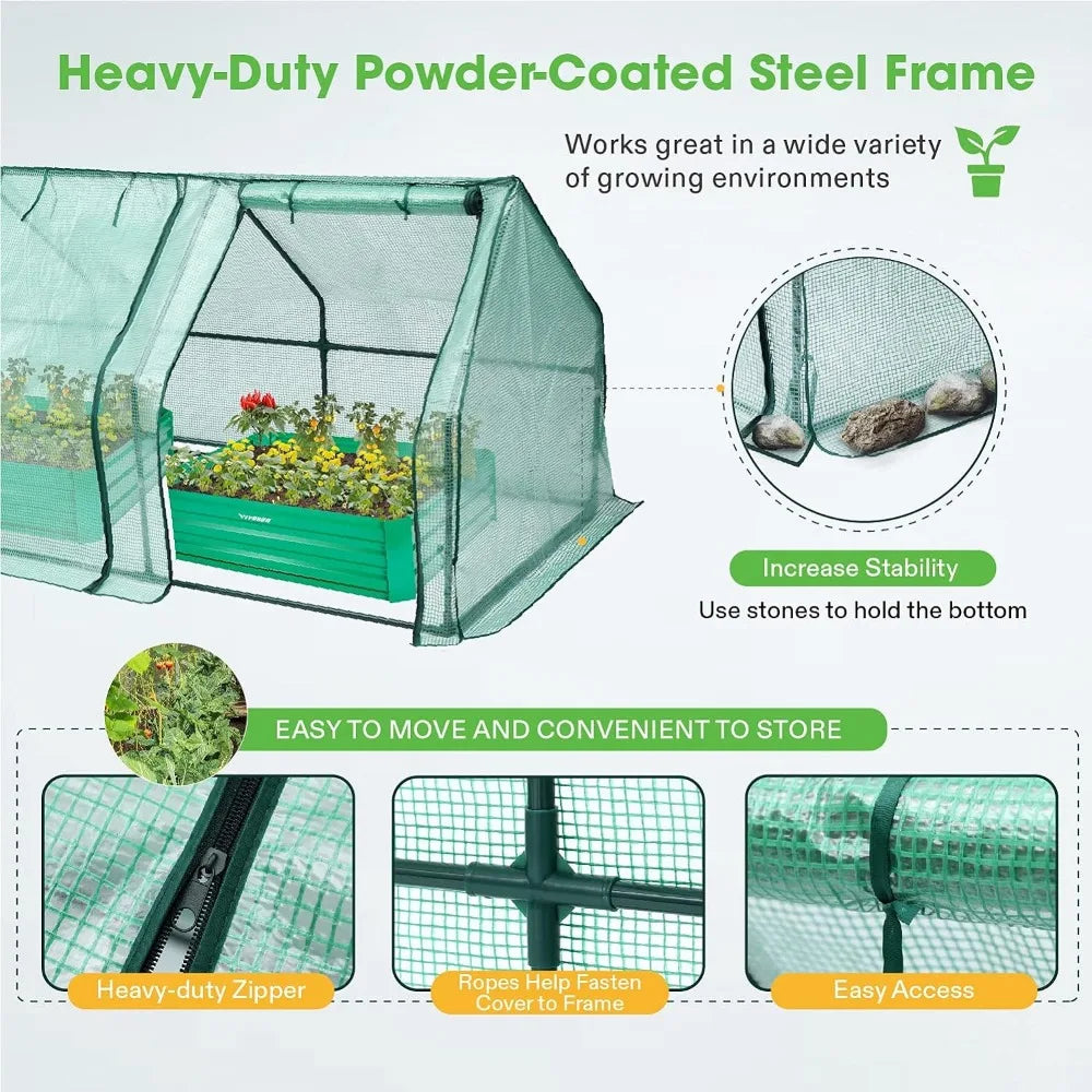 Greenhouse Garden Free Shipping PE Cover With Roll-up Zipper Door Portable Mini Greenhouse 94.5x36x36-Inch Tunnels Planting Home - NJPH Best Selling 