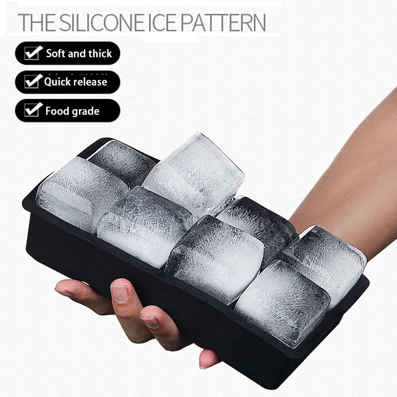 2/4/6/8/15Grid Large Ice Cube Mold Square Ice Tray Mold Large Cubitera Food Grade Silicone Tray Mold DIY Ice Maker Ice Cube Tray - NJPH Best Selling 