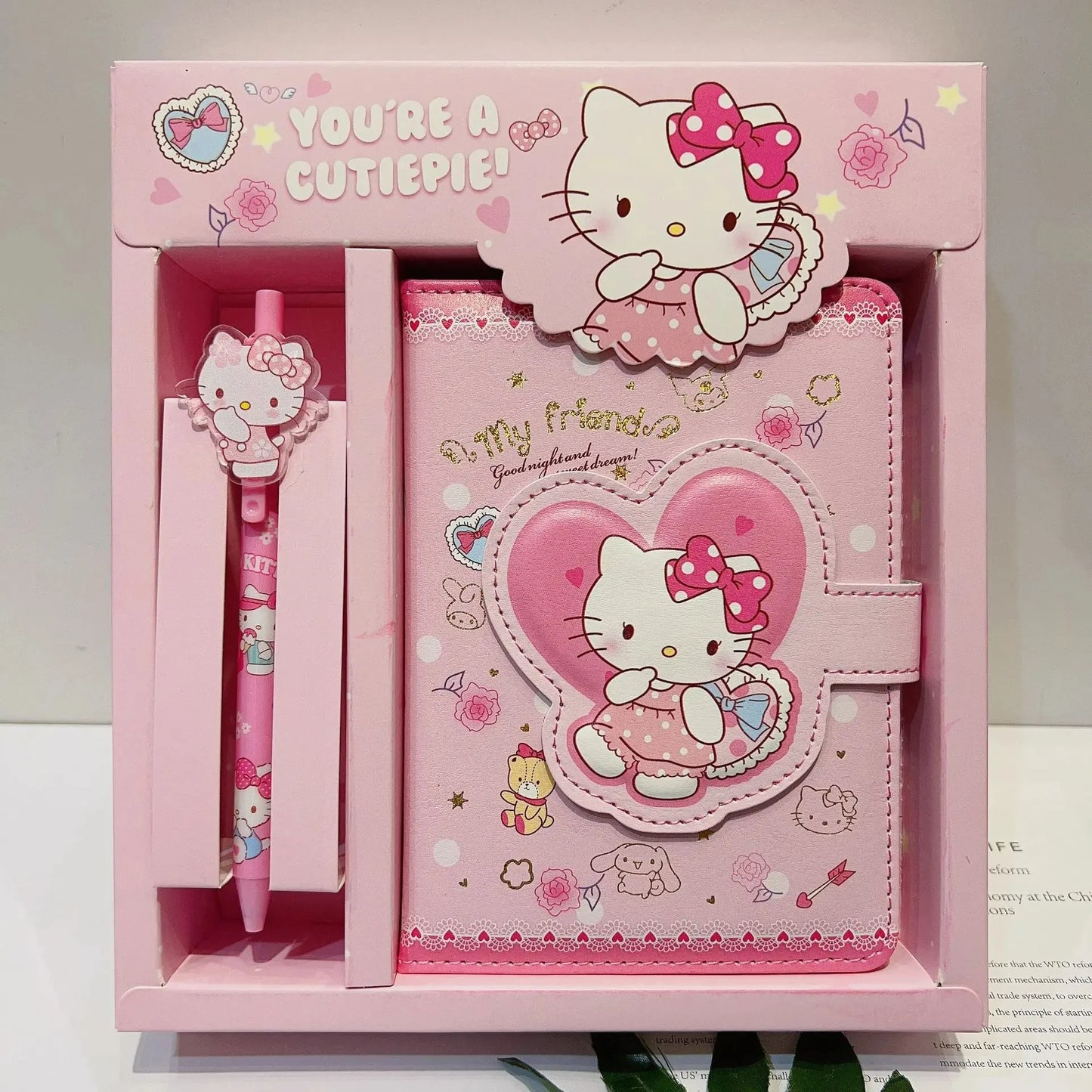 Sanrio Hello Kitty Notebook Gel Pens Kuromi Cinnamoroll Notepad Daily Weekly Agenda Planner Stationery Set Office School Supplie - NJPH Best Selling 