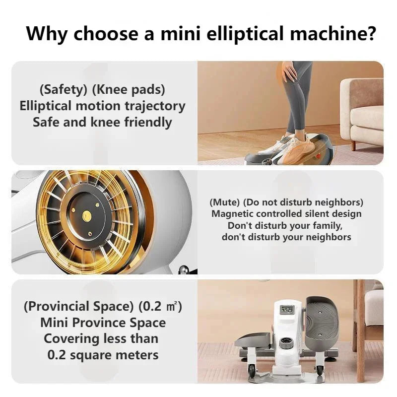 Mini Elliptical Machine Integrated Non Occupying Household Silent And Compact Eight Speed Aerobic Sports And Fitness Equipment - NJPH Best Selling 