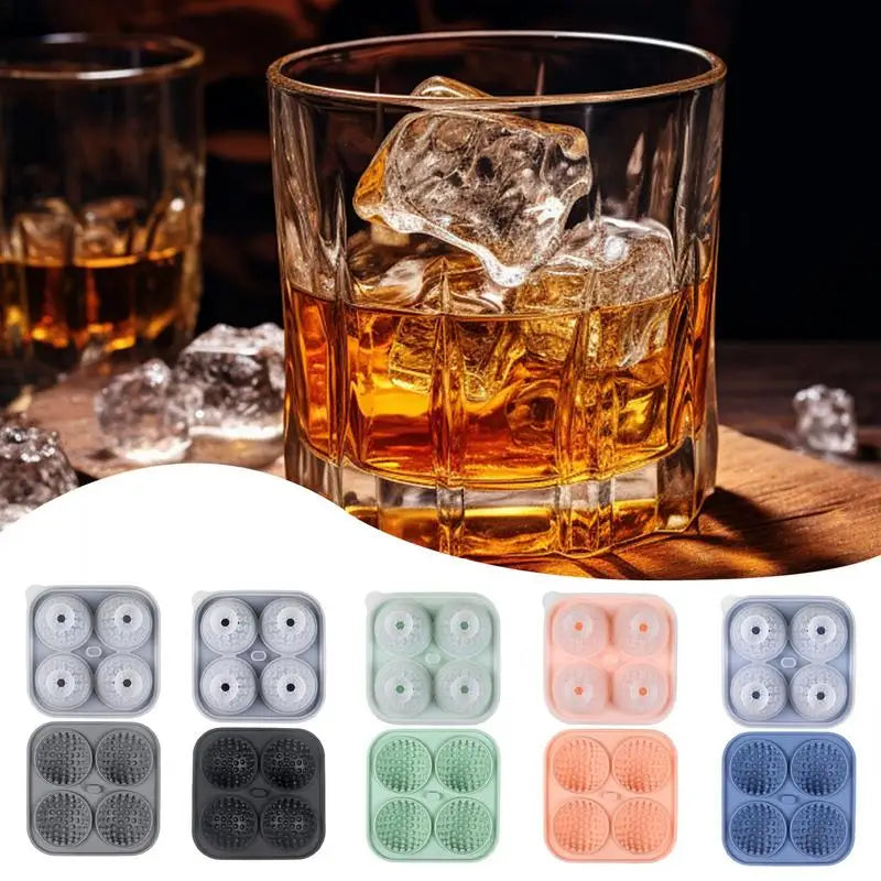 Golf Silicone Ice Ball Round Mold Whiskey Special 4 Golf Ice Grid Mold Kitchen Tool For Whisky Cocktail Cola Baby Food And Drink - NJPH Best Selling 