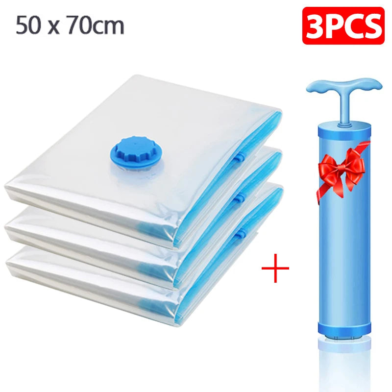 1/5/10pc Vacuum Storage Bags,for Bedding,Pillows,Towel,Clothes Space Saver Travel Storage Bag,With Hand-Pump,Vacuum Bag Package - NJPH Best Selling 