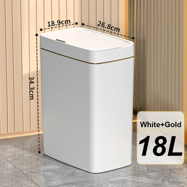 18L Smart Bathroom Trash Can Automatic Bagging Electronic Trash Can White Touchless Narrow Smart Sensor Garbage Bin Smart Home - NJPH Best Selling 