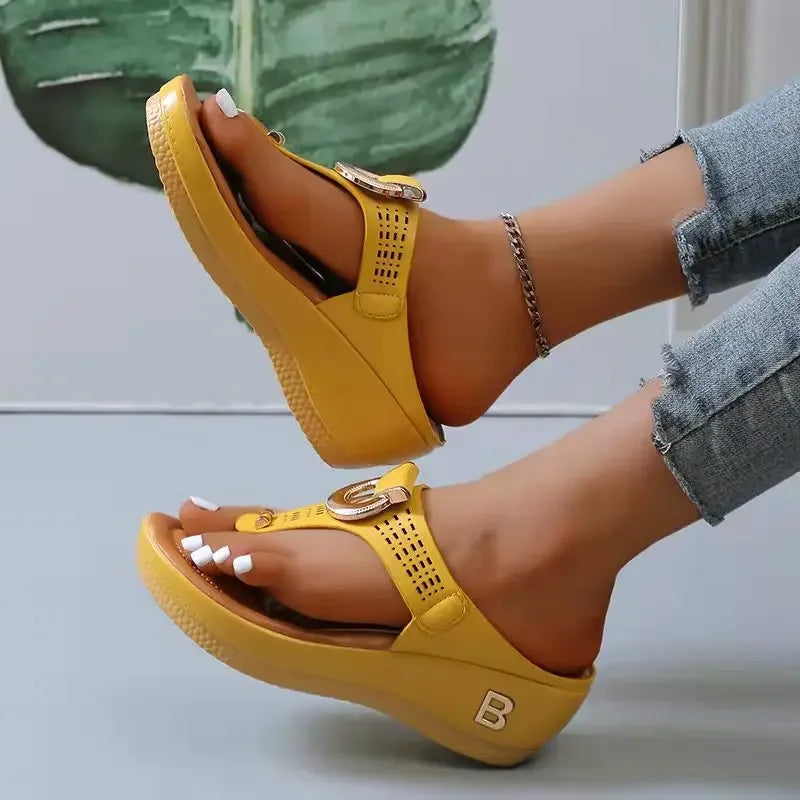 Summer Sandals Women 2024 Big Size Platform Wedges Sandals Slippers Non-Slip Open Toe Flip Flops Ladies Comfortable Beach Shoes - NJPH Best Selling 