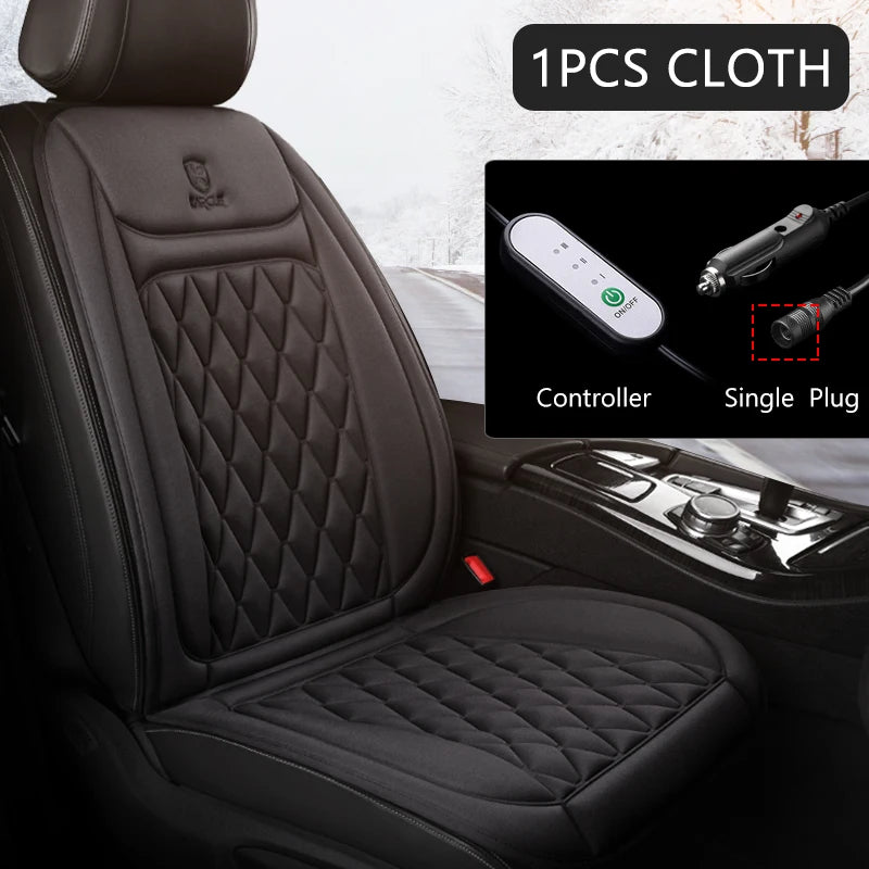 12V Heated Car Seat Cushion Cloth/Flannel Car Seat Heater Winter Warmer Seat Heating Car Accessories Heating Pads Set Universal - NJPH Best Selling 