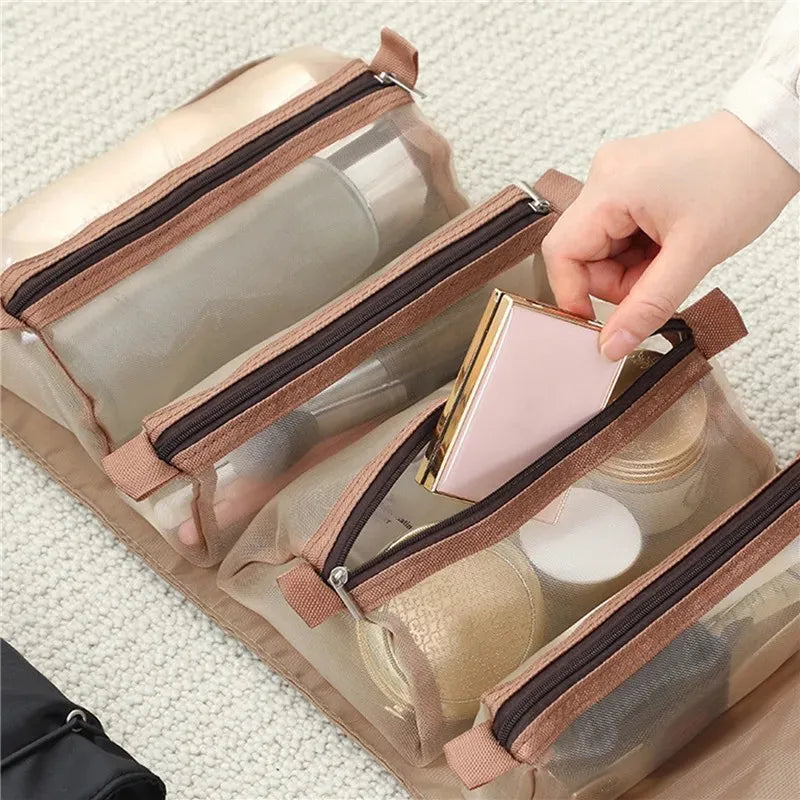 Detachable Cosmetic Bag Portable Large Capacity 4 in 1 Makeup Bags Portable Folding Travel Cosmetics Storage Toiletry Bag - NJPH Best Selling 