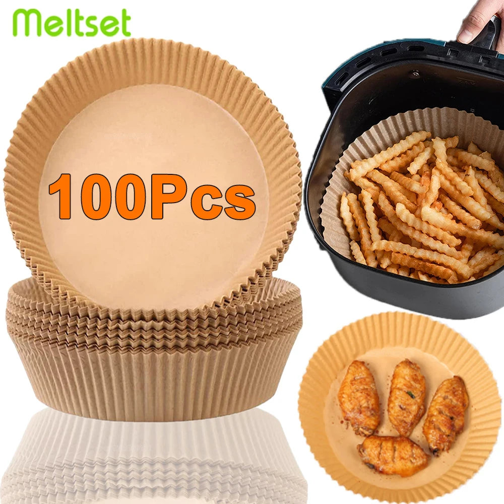 50/100Pcs Air Fryer Disposable Paper Non-Stick Airfryer Baking Papers Round Air-Fryer Paper Liners Paper Kitchen Accessories - NJPH Best Selling 