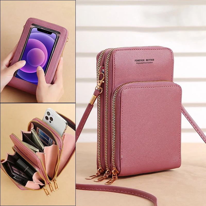 Women's Fashion New Large Capacity Multifunctional Wallet Mobile Phone Card Solid Color Simple Shoulder Bag - NJPH Best Selling 