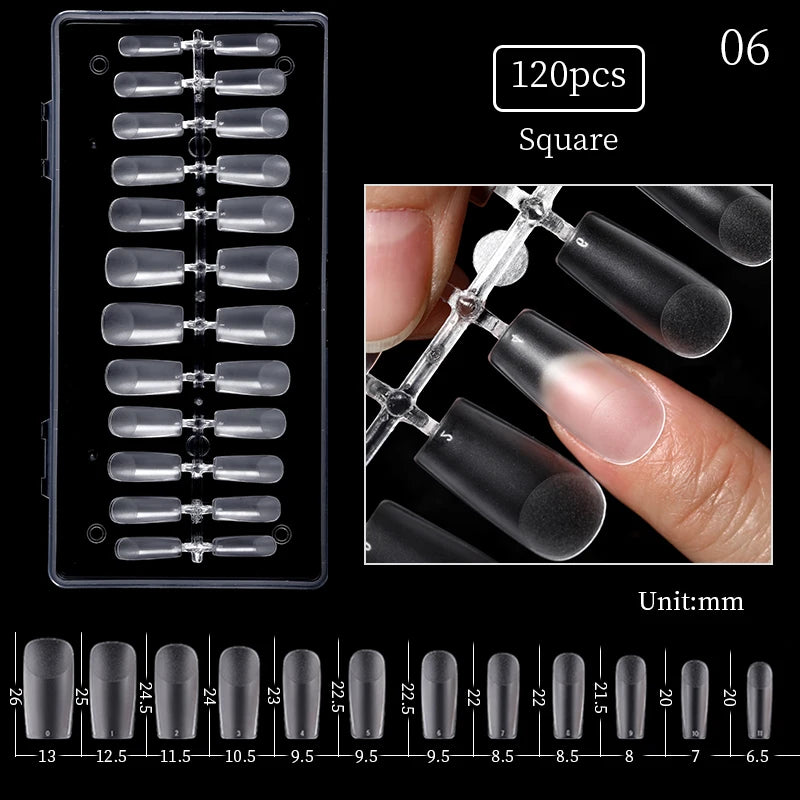 Nail Art Press on False Nails Fake Nails Coffin Gel Nails Extension System Full Cover Short Nail Soft Gel Tips Accessories Tool - NJPH Best Selling 