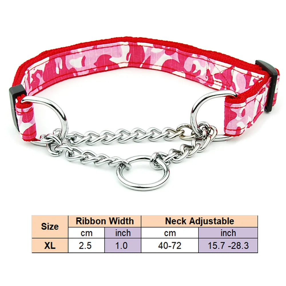 Adjustable Collar for Large Dogs Nylon Pet Dog Slip Pinch Collar Dog Training Accessories Dog Collar with Welded Link Chain - NJPH Best Selling 