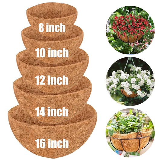 100% Natural Coconut Fiber Liners Thick Coconut Liners for Planters Round Hanging Basket Liners Replacement Liners for Garden - NJPH Best Selling 