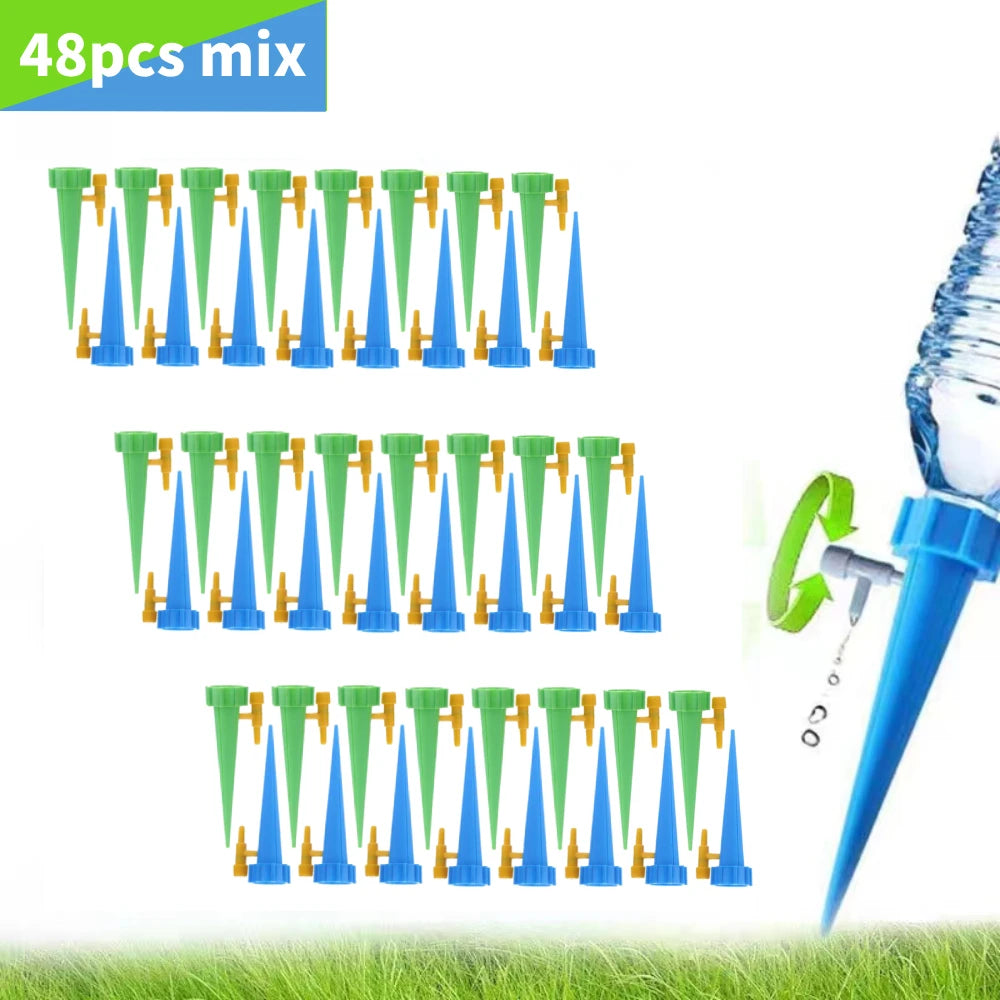 48pcs Auto Drip Irrigation Watering System Plant Dripper Spike Kits Garden Self Watering Planter Insert Plant Watering Devices - NJPH Best Selling 