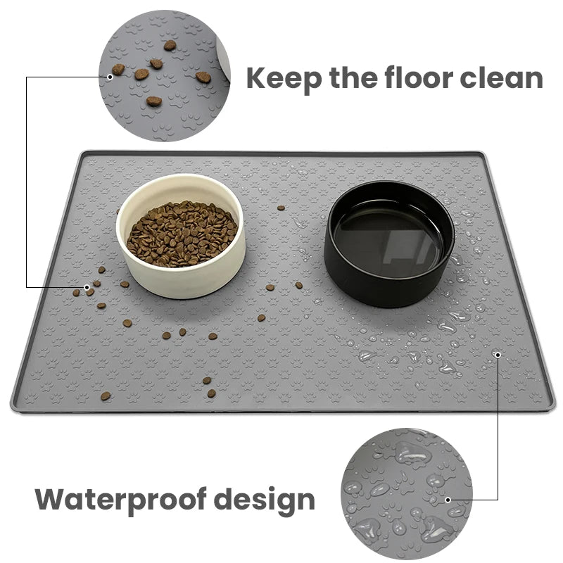 Pet Placemat Dog Food bowl Mat Cat Feed Mat Cat Dog Drinking Feeding Placemat Silicone Waterproof Pet Bowl Pad Feeder Mats - NJPH Best Selling 