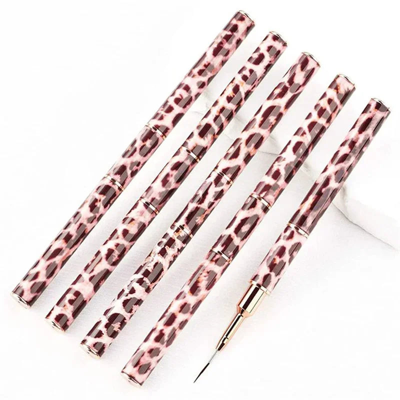 Nail Art Liner Brushes Double Head Leopard Print Acrylic French Stripe Drawing Painting Pen Gel Polish Nail Art Manicure Tools - NJPH Best Selling 