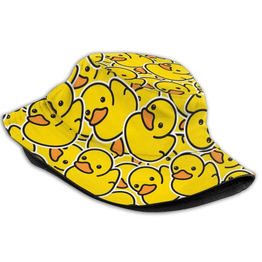 Summer Sun Hat Reversible Yellow Duck Bucket Hat for Men Women Cotton Bob Panama Girls Beach Travel Outdoor Fisherman Hat - NJPH Best Selling 