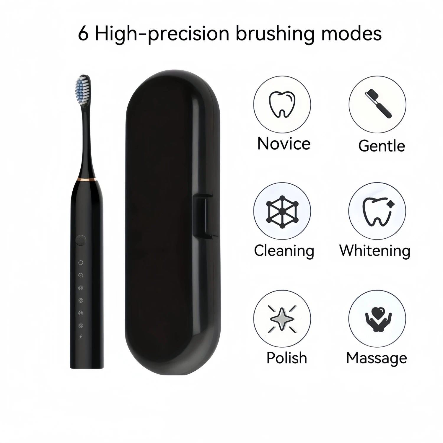 Rechargeable Electric Powered Toothbrush with Travel Case, 8 Brush Heads & USB Rechargeable Tooth Brush Deep Clean Oral Care -6 - NJPH Best Selling 