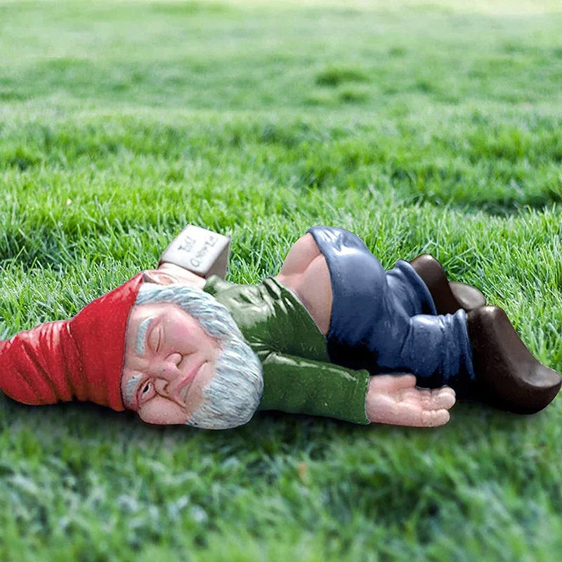 Creative Drunk Garden Gnome Patio Ornament Funny Rude Drunken Disorderly Statue Figurine Elves Pixie Bonsai Decoration - NJPH Best Selling 