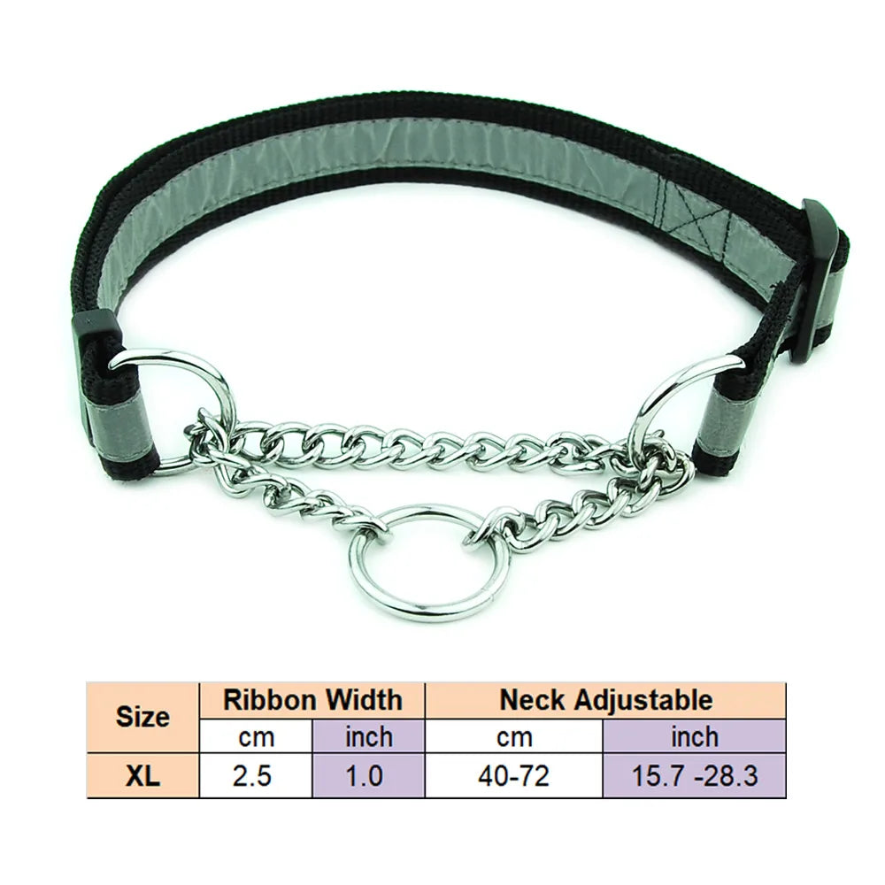 Adjustable Collar for Large Dogs Nylon Pet Dog Slip Pinch Collar Dog Training Accessories Dog Collar with Welded Link Chain - NJPH Best Selling 