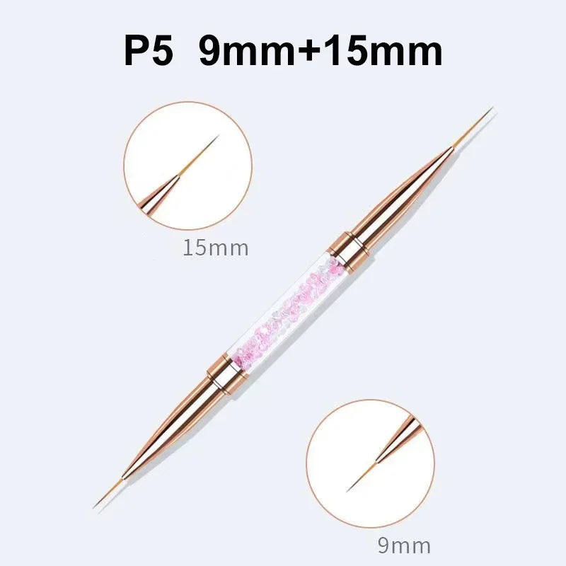 Nail Art Liner Brushes Double Head Leopard Print Acrylic French Stripe Drawing Painting Pen Gel Polish Nail Art Manicure Tools - NJPH Best Selling 