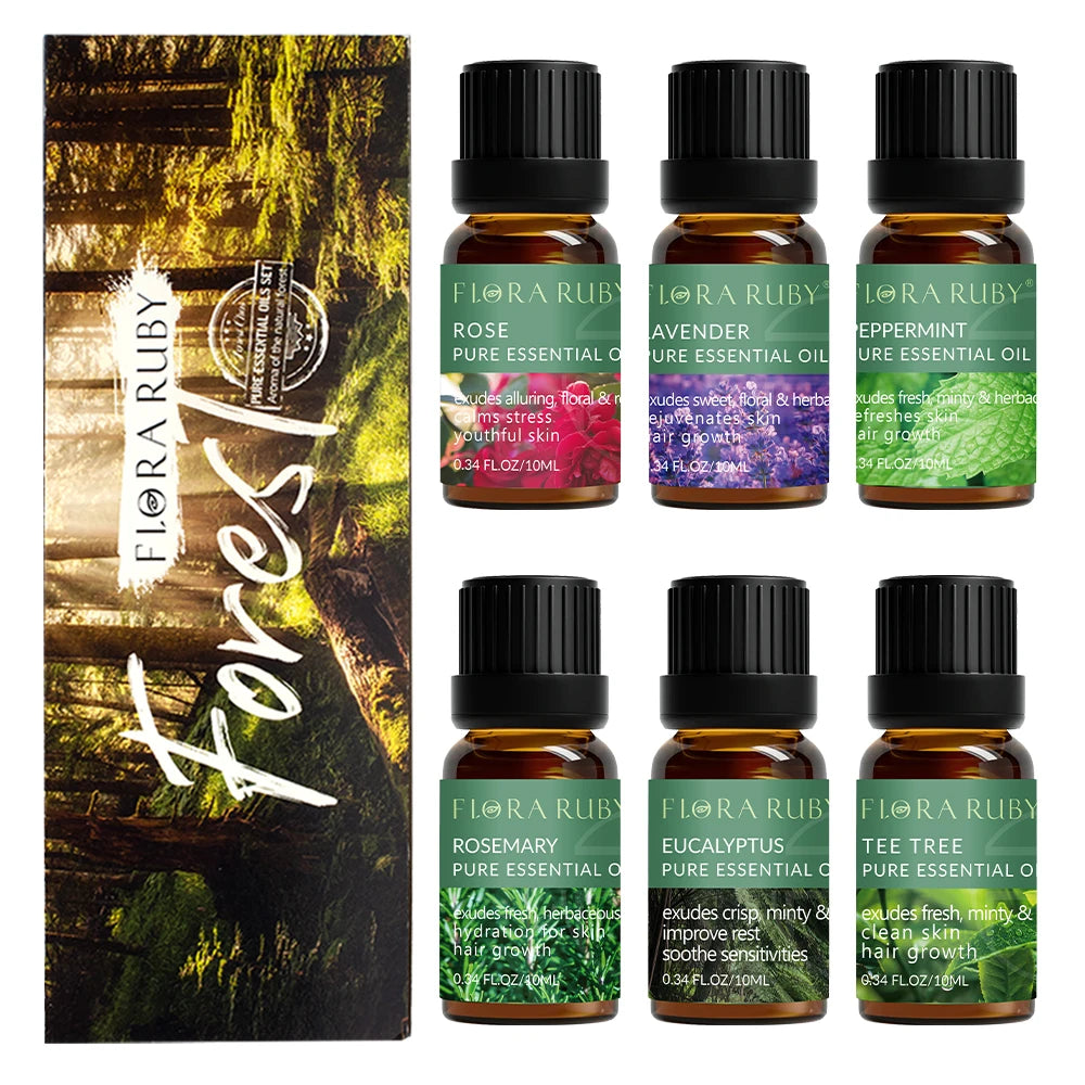 Essential Oils Set Of 6/Pc Essential Oil for Diffusers Aromatherapy Oils Eucalyptus,Lavender,Rosemary,Peppermint Pure Oil - NJPH Best Selling 