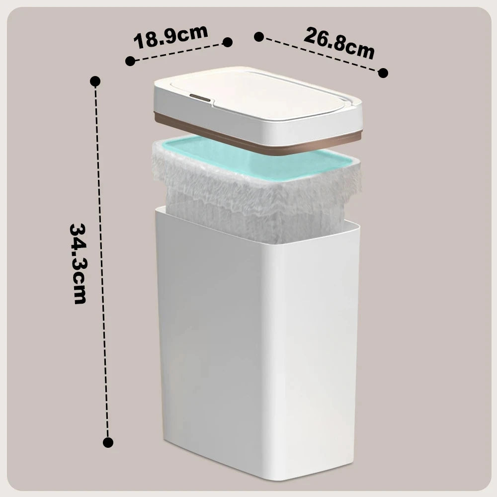 18L Smart Bathroom Trash Can Automatic Bagging Electronic Trash Can White Touchless Narrow Smart Sensor Garbage Bin Smart Home - NJPH Best Selling 