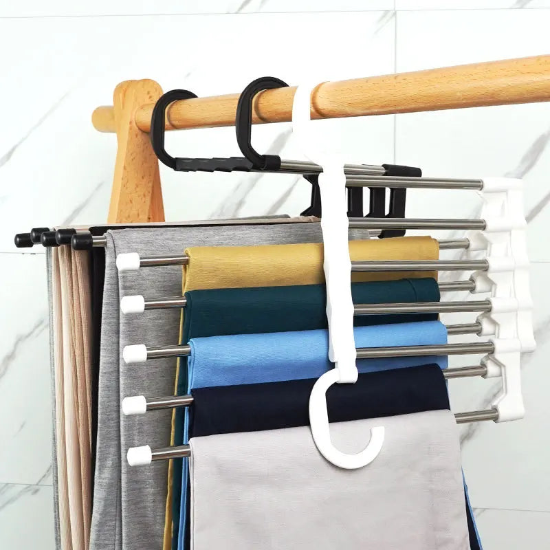 Multi-functional 9 in 1 Trouser Storage Rack Adjustable Pants Tie Storage Shelf Closet Organizer Stainless Steel Clothes Hanger - NJPH Best Selling 