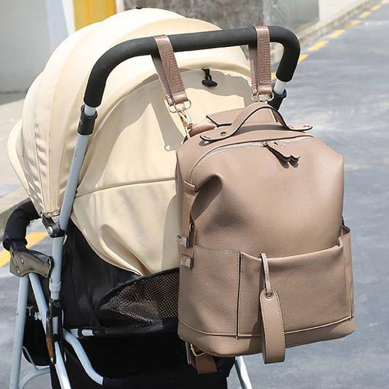 Multifunction Leather Diaper Bags Large Capacity Baby Bags for Baby Care Changing Bags for Mom Outdoor Travel Maternity Backpack - NJPH Best Selling 