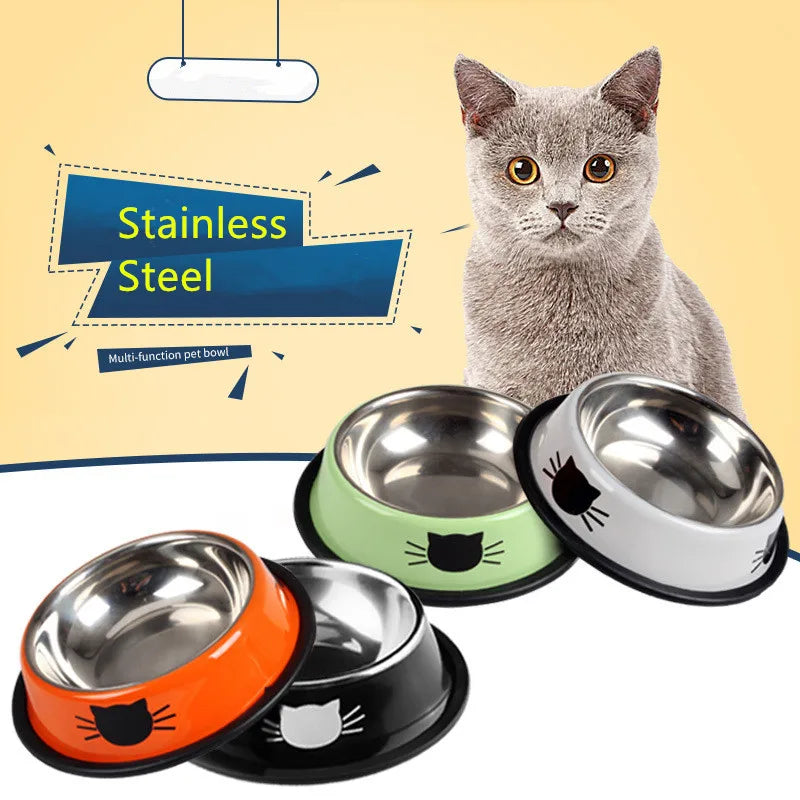 Cat Food Bowl Stainless Steel Kitten Cat Feeder Water Bowl With Non-Slip Rubber Base Small Pet Bowl Cat Accessories Pet Supplies - NJPH Best Selling 