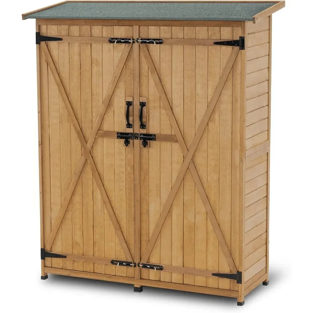 Outdoor Storage Cabinet, Outside Tool Shed, Vertical Organizer Cabinet with Lockable Doors for Outside, , Wood Garden Shed - NJPH Best Selling 