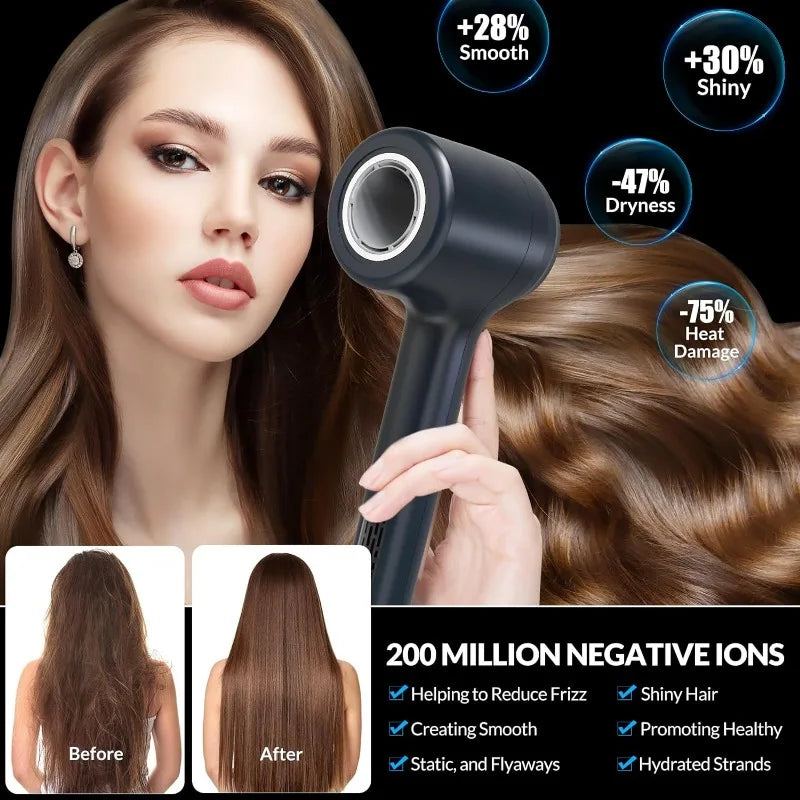 Chignon High Speed Hair Dryer,120000 RPM Ionic Leafless Hair Dryer for Fast-Drying,Quiet Smart Control Hair Dryer - NJPH Best Selling 