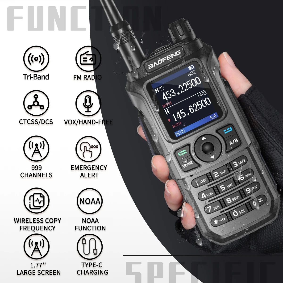 Baofeng UV-21 Pro V2 Wireless Copy Frequency Tri Band Powerful Waterproof Long Range UV-5R 22Pro S22 Type-C Two Way Radio - NJPH Best Selling 